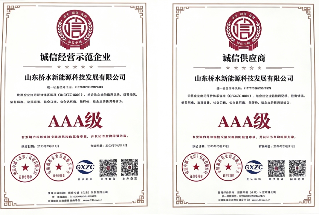 AAA级诚信经营示范企业证书